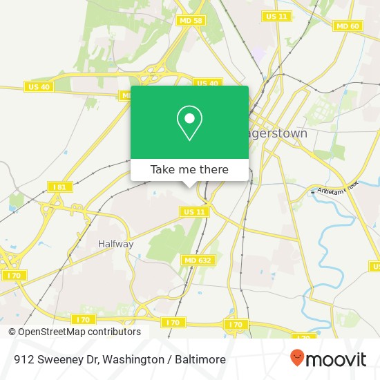 Mapa de 912 Sweeney Dr, Hagerstown, MD 21740