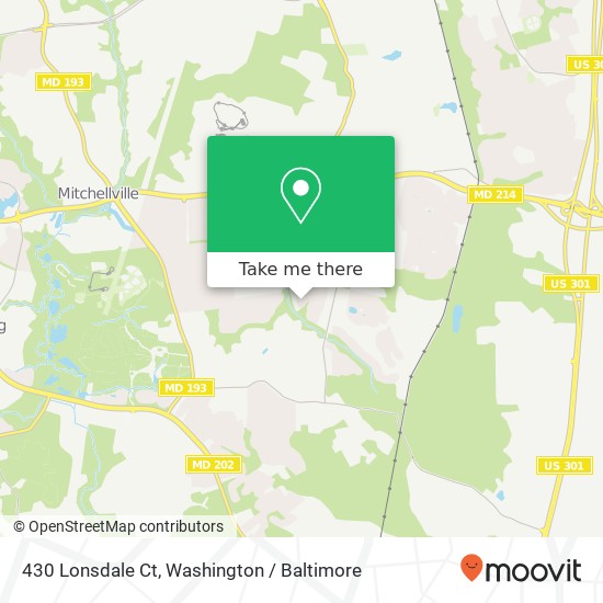 Mapa de 430 Lonsdale Ct, Upper Marlboro, MD 20774