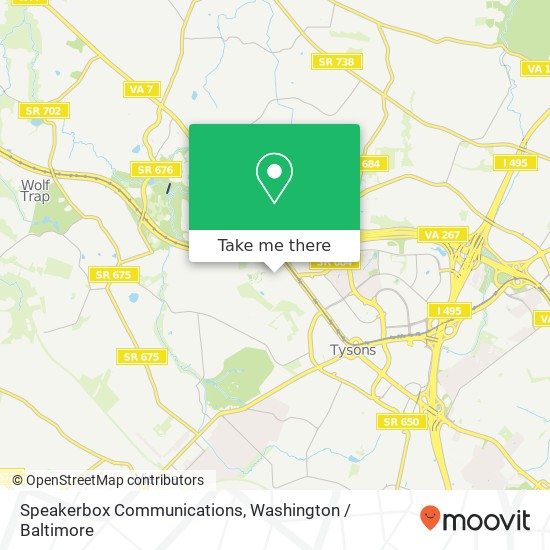 Mapa de Speakerbox Communications, 8603 Westwood Center Dr