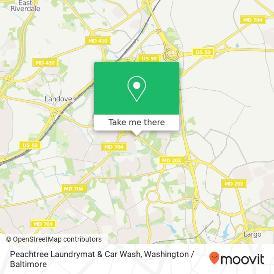 Mapa de Peachtree Laundrymat & Car Wash, 8203 Landover Rd