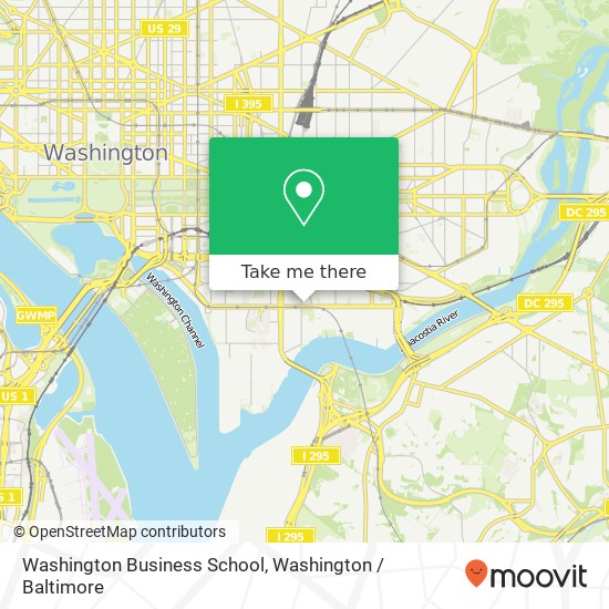 Mapa de Washington Business School, 100 M St SE