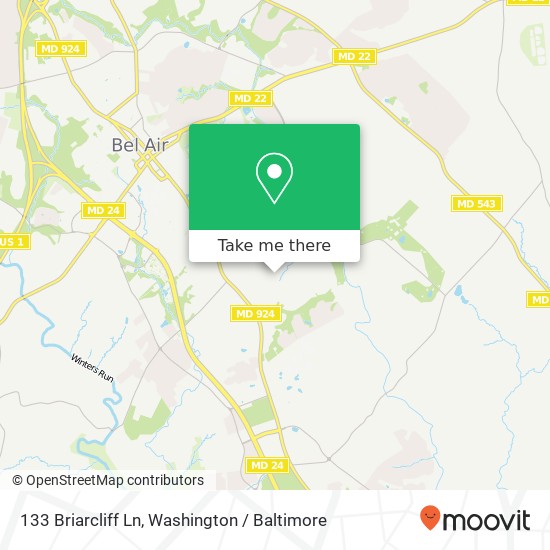 Mapa de 133 Briarcliff Ln, Bel Air, MD 21014