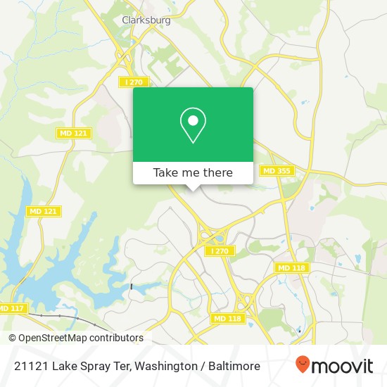 Mapa de 21121 Lake Spray Ter, Germantown, MD 20876