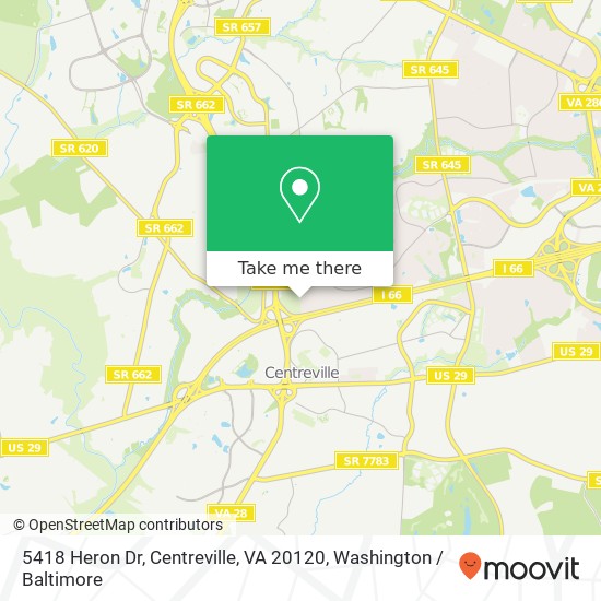 Mapa de 5418 Heron Dr, Centreville, VA 20120