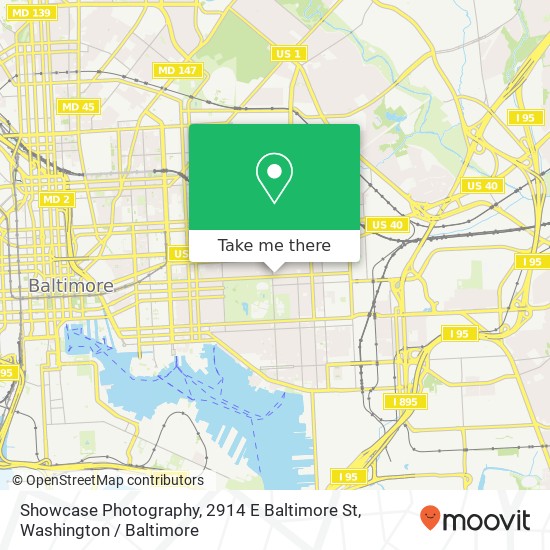 Mapa de Showcase Photography, 2914 E Baltimore St