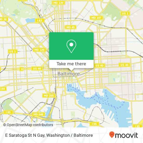 Mapa de E Saratoga St N Gay, Baltimore, MD 21202