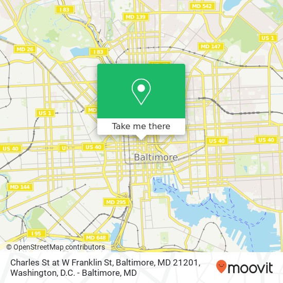 Mapa de Charles St at W Franklin St, Baltimore, MD 21201