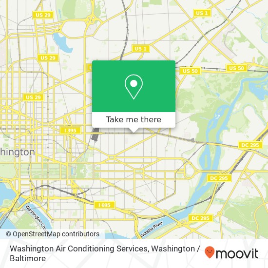 Mapa de Washington Air Conditioning Services, 1025 H St NE