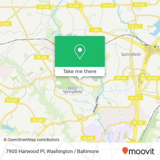 Mapa de 7900 Harwood Pl, Springfield, VA 22152