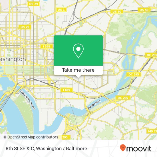 Mapa de 8th St SE & C, Washington, DC 20003