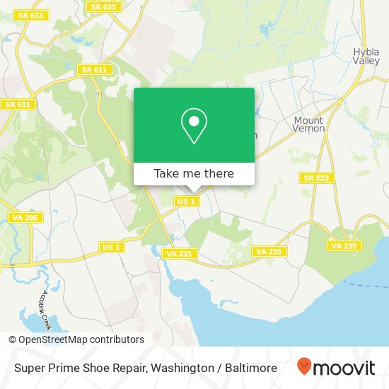 Mapa de Super Prime Shoe Repair, 8706 Richmond Hwy
