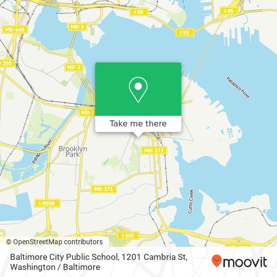 Mapa de Baltimore City Public School, 1201 Cambria St