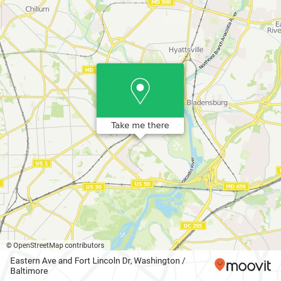 Mapa de Eastern Ave and Fort Lincoln Dr, Washington, DC 20018