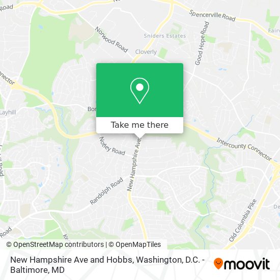 New Hampshire Ave and Hobbs map
