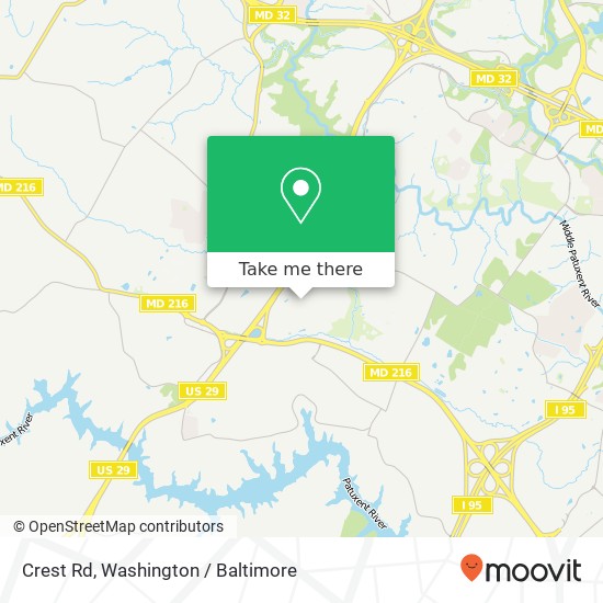 Mapa de Crest Rd, Laurel, MD 20723