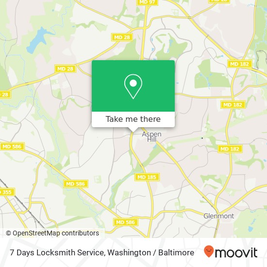 Mapa de 7 Days Locksmith Service, 4001 Aspen Hill Rd