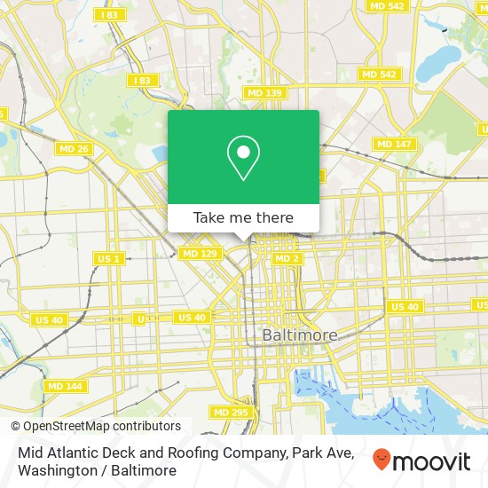 Mid Atlantic Deck and Roofing Company, Park Ave map