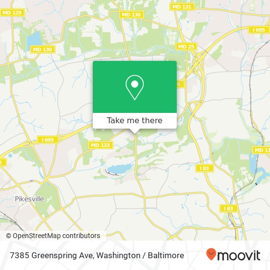 Mapa de 7385 Greenspring Ave, Baltimore, MD 21209
