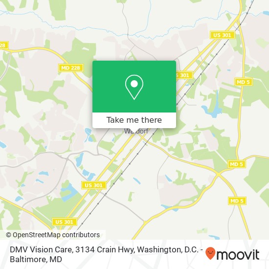 Mapa de DMV Vision Care, 3134 Crain Hwy