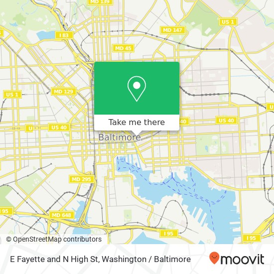 Mapa de E Fayette and N High St, Baltimore, MD 21202