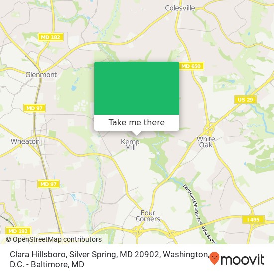 Mapa de Clara Hillsboro, Silver Spring, MD 20902