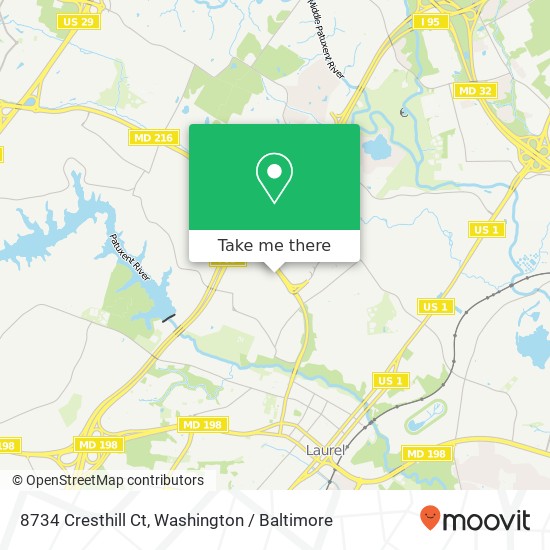 Mapa de 8734 Cresthill Ct, Laurel, MD 20723