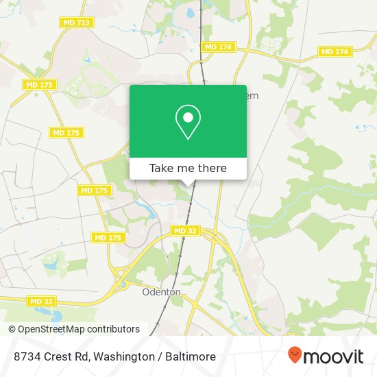 Mapa de 8734 Crest Rd, Severn, MD 21144