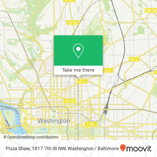 Mapa de Pizza Shaw, 1817 7th St NW