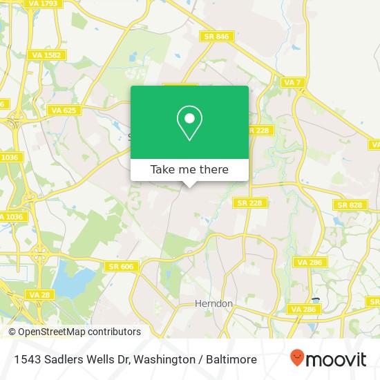 Mapa de 1543 Sadlers Wells Dr, Herndon, VA 20170