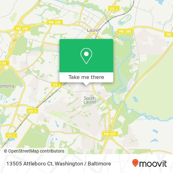 Mapa de 13505 Attleboro Ct, Laurel, MD 20708