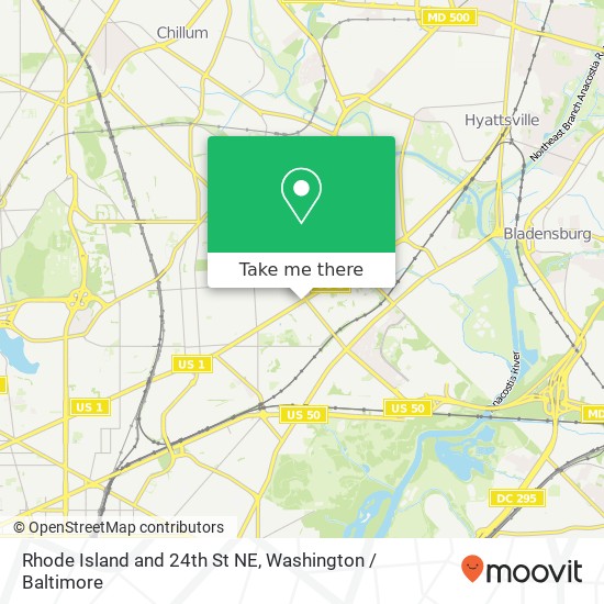 Rhode Island and 24th St NE, Washington, DC 20018 map