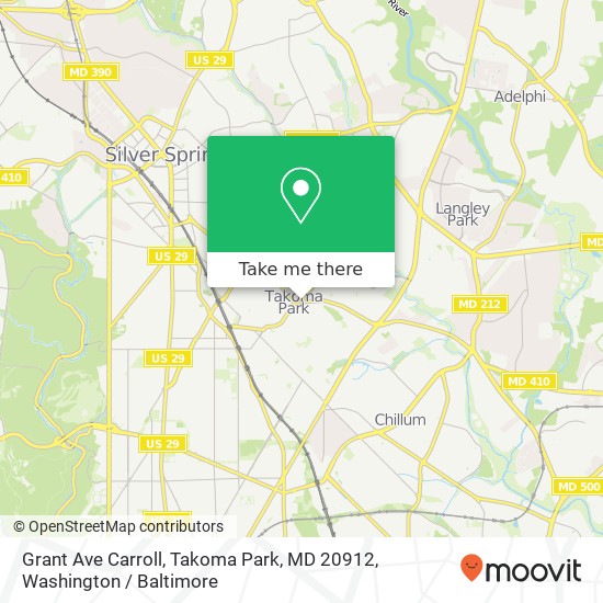 Mapa de Grant Ave Carroll, Takoma Park, MD 20912