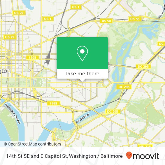 Mapa de 14th St SE and E Capitol St, Washington, DC 20003