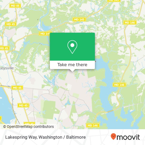 Mapa de Lakespring Way, Cockeysville, MD 21030
