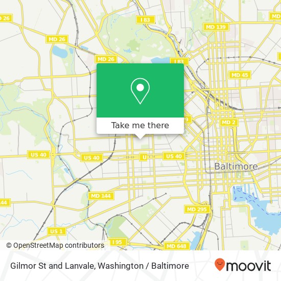 Mapa de Gilmor St and Lanvale, Baltimore, MD 21217