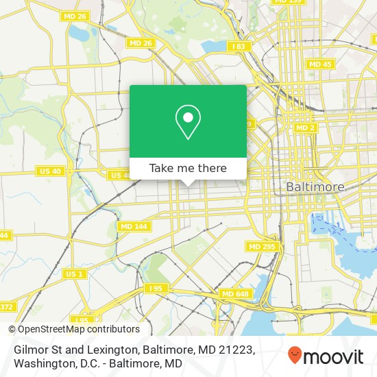 Gilmor St and Lexington, Baltimore, MD 21223 map