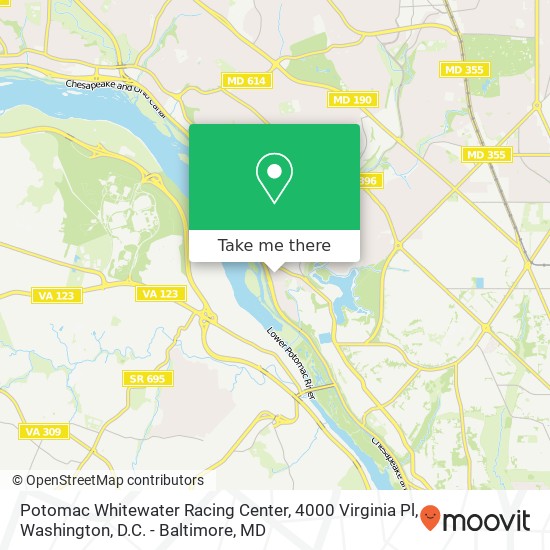 Potomac Whitewater Racing Center, 4000 Virginia Pl map