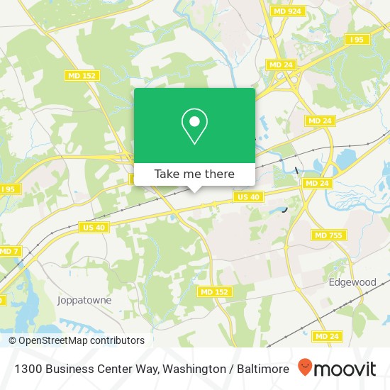 Mapa de 1300 Business Center Way, Edgewood, MD 21040