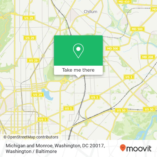 Mapa de Michigan and Monroe, Washington, DC 20017