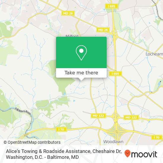 Alice's Towing & Roadside Assistance, Cheshaire Dr map
