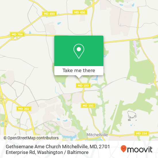 Mapa de Gethsemane Ame Church Mitchellville, MD, 2701 Enterprise Rd