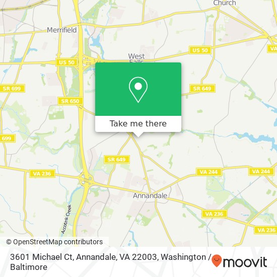 Mapa de 3601 Michael Ct, Annandale, VA 22003