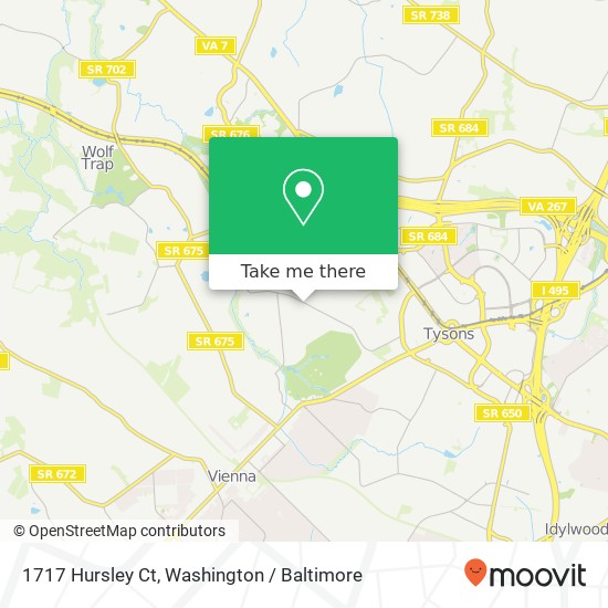 Mapa de 1717 Hursley Ct, Vienna, VA 22182