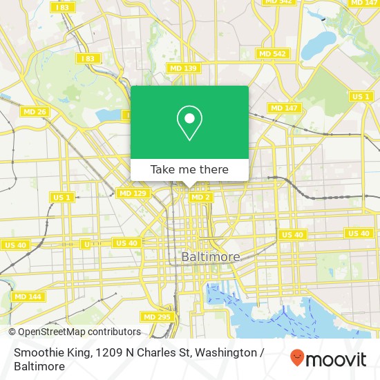 Mapa de Smoothie King, 1209 N Charles St