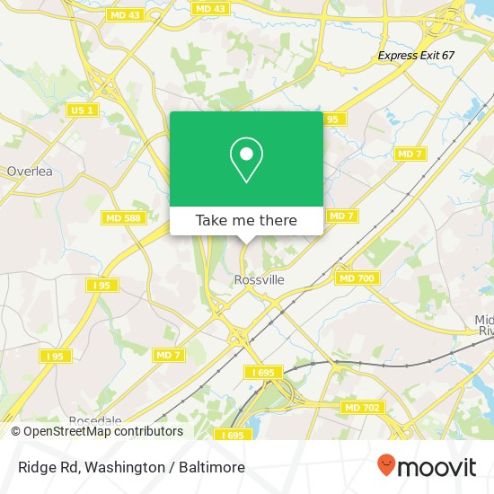 Mapa de Ridge Rd, Rosedale, MD 21237