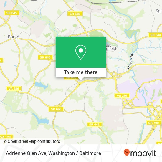 Mapa de Adrienne Glen Ave, Springfield, VA 22152