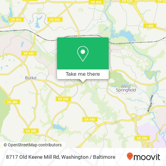 Mapa de 8717 Old Keene Mill Rd, Springfield, VA 22152