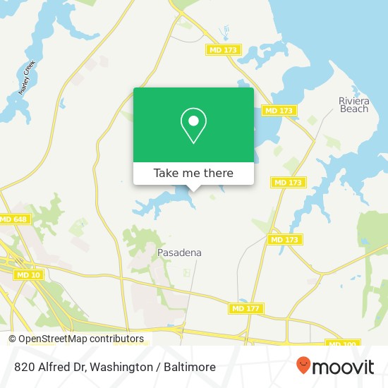 Mapa de 820 Alfred Dr, Pasadena, MD 21122