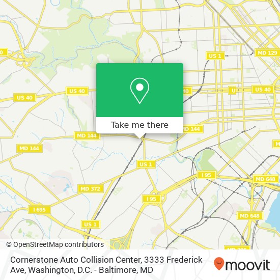 Mapa de Cornerstone Auto Collision Center, 3333 Frederick Ave