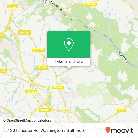 Mapa de 5130 Ilchester Rd, Ellicott City, MD 21043